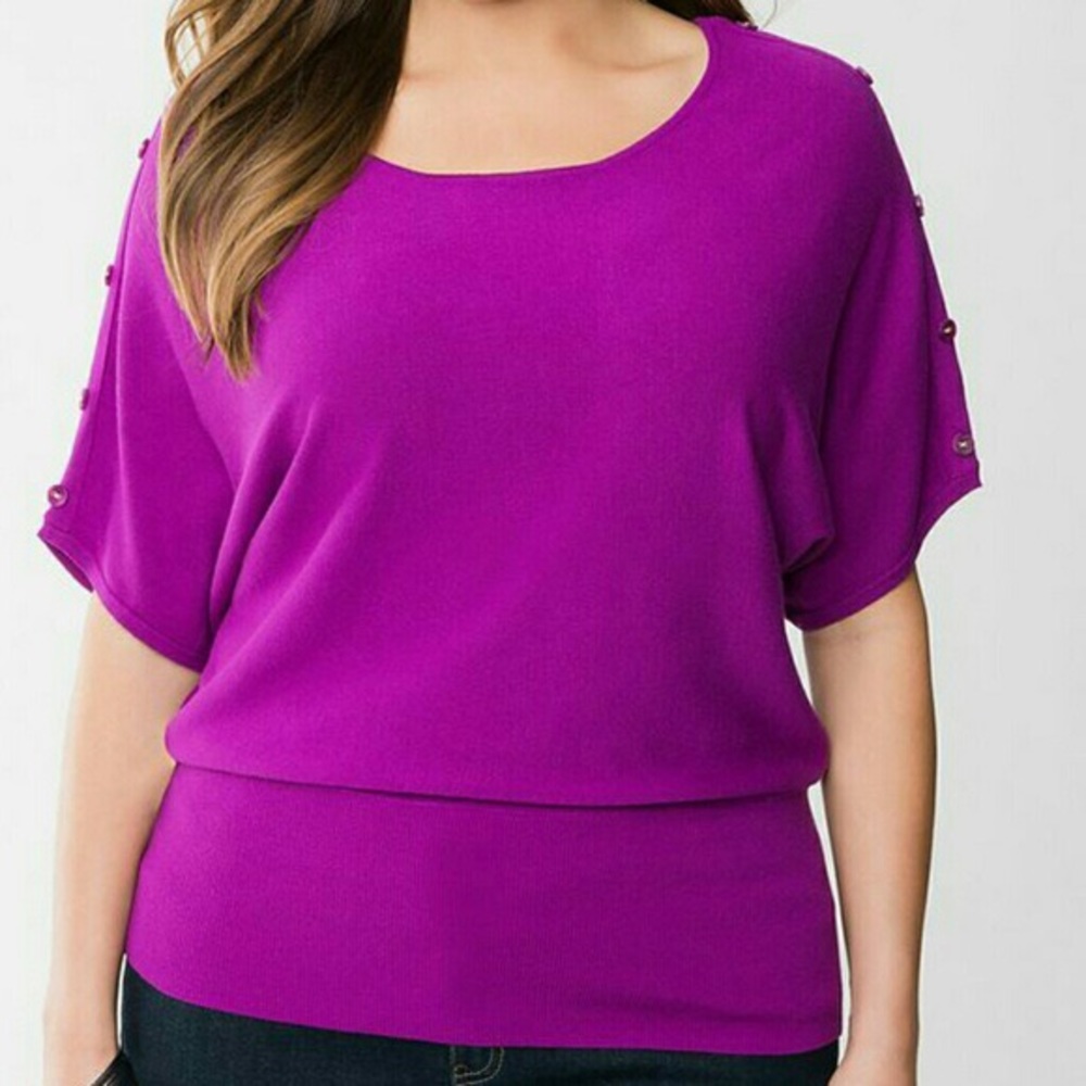 Lane Bryant Dolman Short Sleeve Orchid Purple Top
